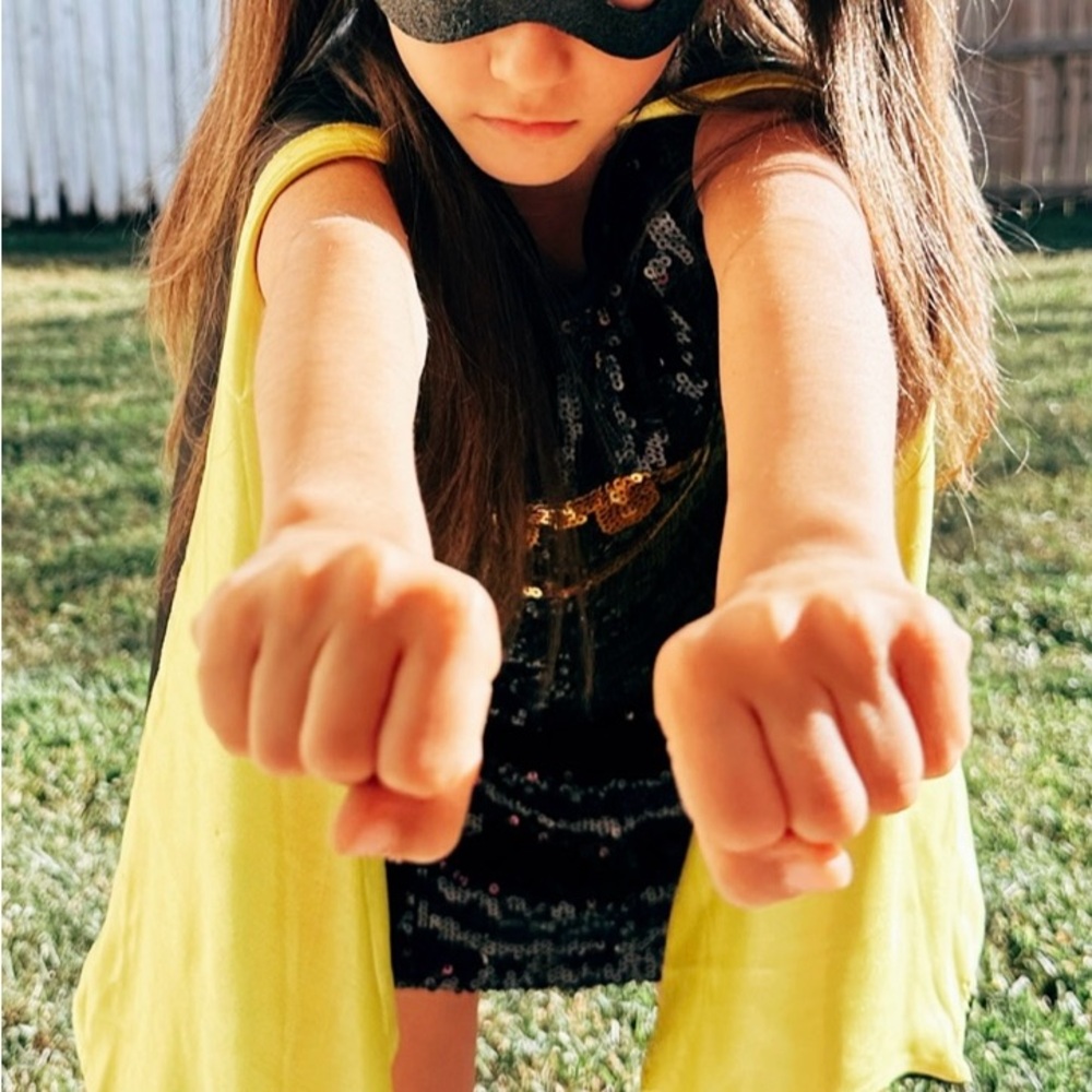 Kids Superhero Costume with Yellow Cape